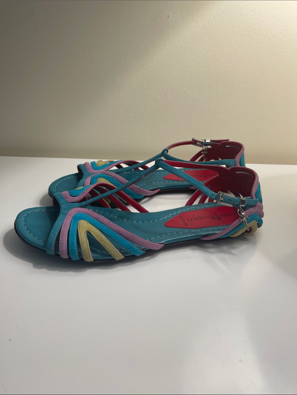Turquoise Multicolor Strappy Women's Sandals